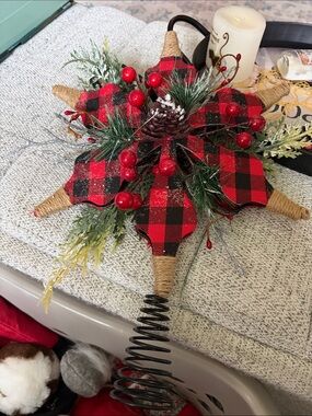 Hobby Lobby Red and Black Buffalo Plaid Tree Topper